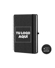 Cuaderno Espiral Rpet Con Soporte De Celular Negro - personalizable con tu logo
