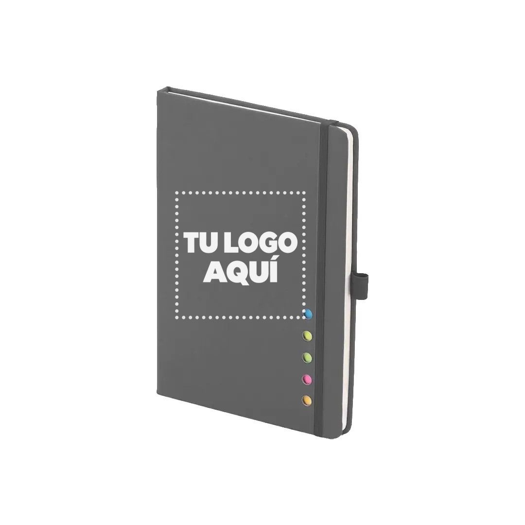 Cuaderno Con Post-it Y Notas Color Gris - personalizable con tu logo