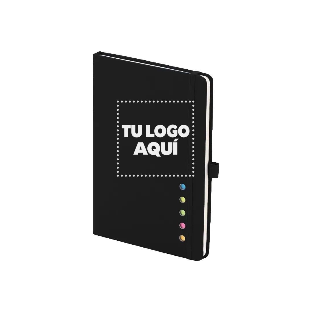 Cuaderno Con Post-it Y Notas Color Negro - personalizable con tu logo
