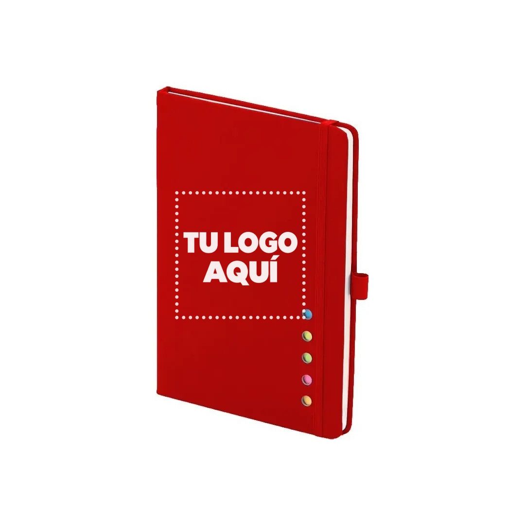 Cuaderno London Con Post It Y Notas Color Rojo - personalizable con tu logo