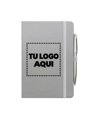 Cuaderno Meta Color Gris Con Boligrafo - personalizable con tu logo