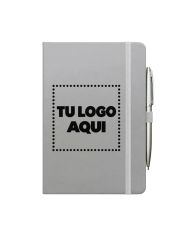 Cuaderno Color Gris Con Bolígrafo - personalizable con tu logo