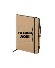 Cuaderno Moderno Kraft Con Boligrafo Con Elastico Negro - personalizable con tu logo