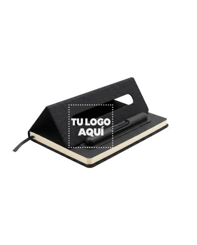 Cuaderno Paris De Color Negro Con Soporte Para Celular - personalizable con tu logo