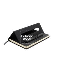 Cuaderno Paris De Color Negro Con Soporte Para Celular - personalizable con tu logo