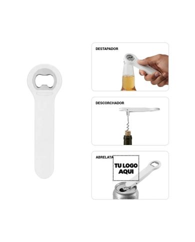 Destapador 3 En 1 Hard Blanco - personalizable con tu logo