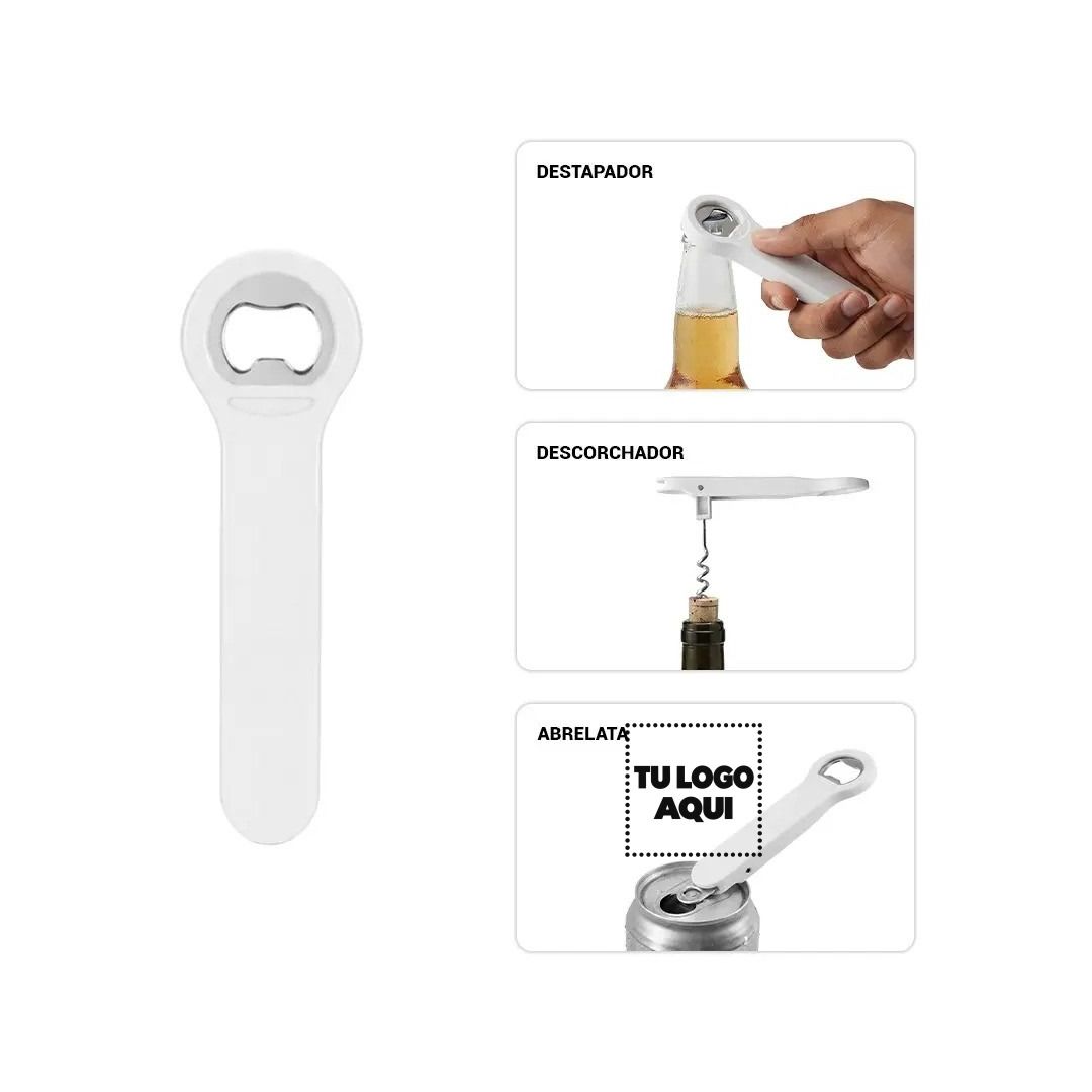 Destapador 3 En 1 Hard Blanco - personalizable con tu logo