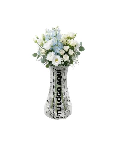Florero Plegable Flovas Blanco Con Negro - personalizable con tu logo