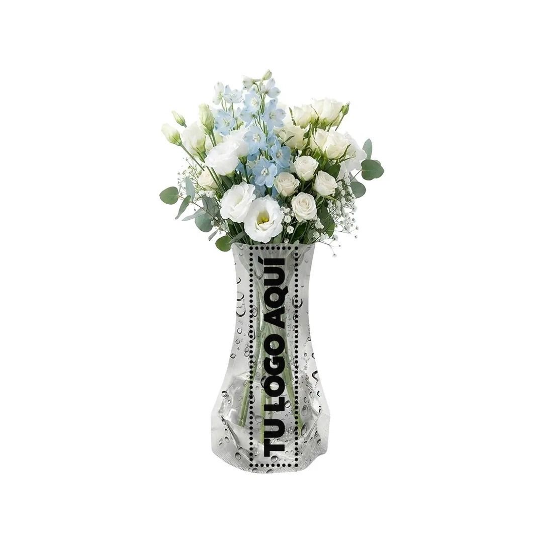 Florero Plegable Flovas Blanco Con Negro - personalizable con tu logo