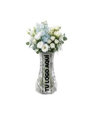 Florero Plegable Flovas Blanco Con Negro - personalizable con tu logo