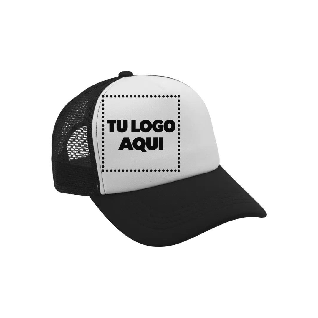 Gorra Camionera Premium Negro Con Blanco - personalizable con tu logo