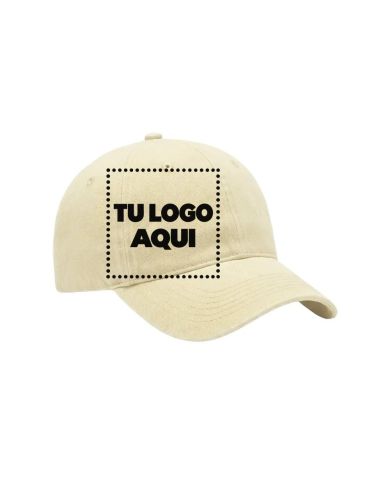 Gorra De Algodon Premium Con Velcro Color Beige - personalizable con tu logo