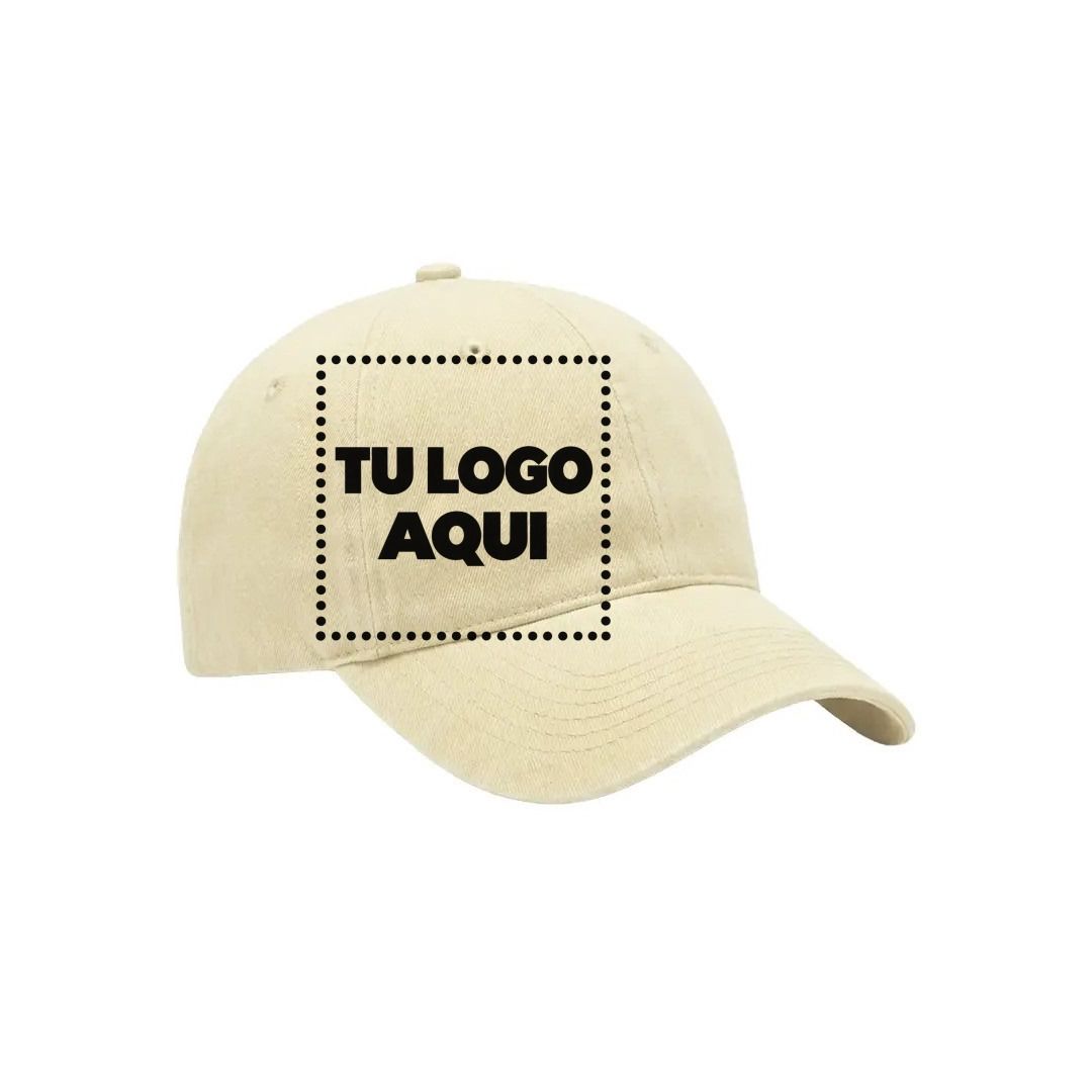 Gorra De Algodon Premium Con Velcro Color Beige - personalizable con tu logo