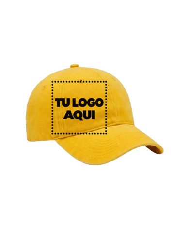 Gorra De Poliester Con Velcro Color Amarillo - personalizable con tu logo