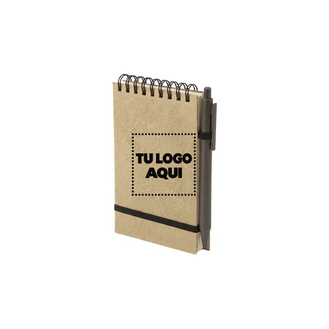 Libreta Ecologica Con Boligrafo De Fibra De Cafe - personalizable con tu logo