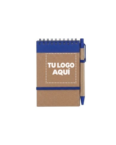 Libreta Ecologica Hega Azul Con Boligrafo - personalizable con tu logo