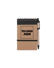 Libreta Ecologica Hega Negra Con Boligrafo - personalizable con tu logo