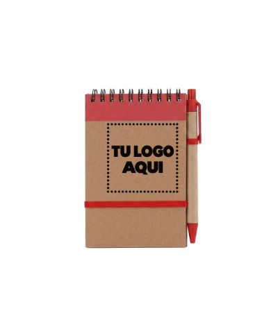 Libreta Ecologica Hega Rojo Con Boligrafo - personalizable con tu logo