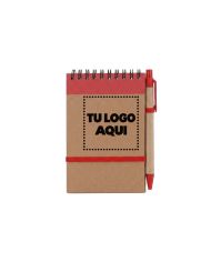 Libreta Ecologica Hega Rojo Con Boligrafo - personalizable con tu logo