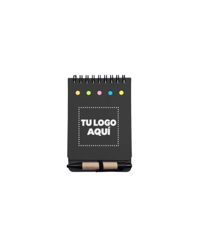 Libreta Ecologica Tap Negro Con Post Its Y Boligrafo - personalizable con tu logo