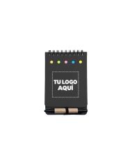 Libreta Ecologica Tap Negro Con Post Its Y Boligrafo - personalizable con tu logo