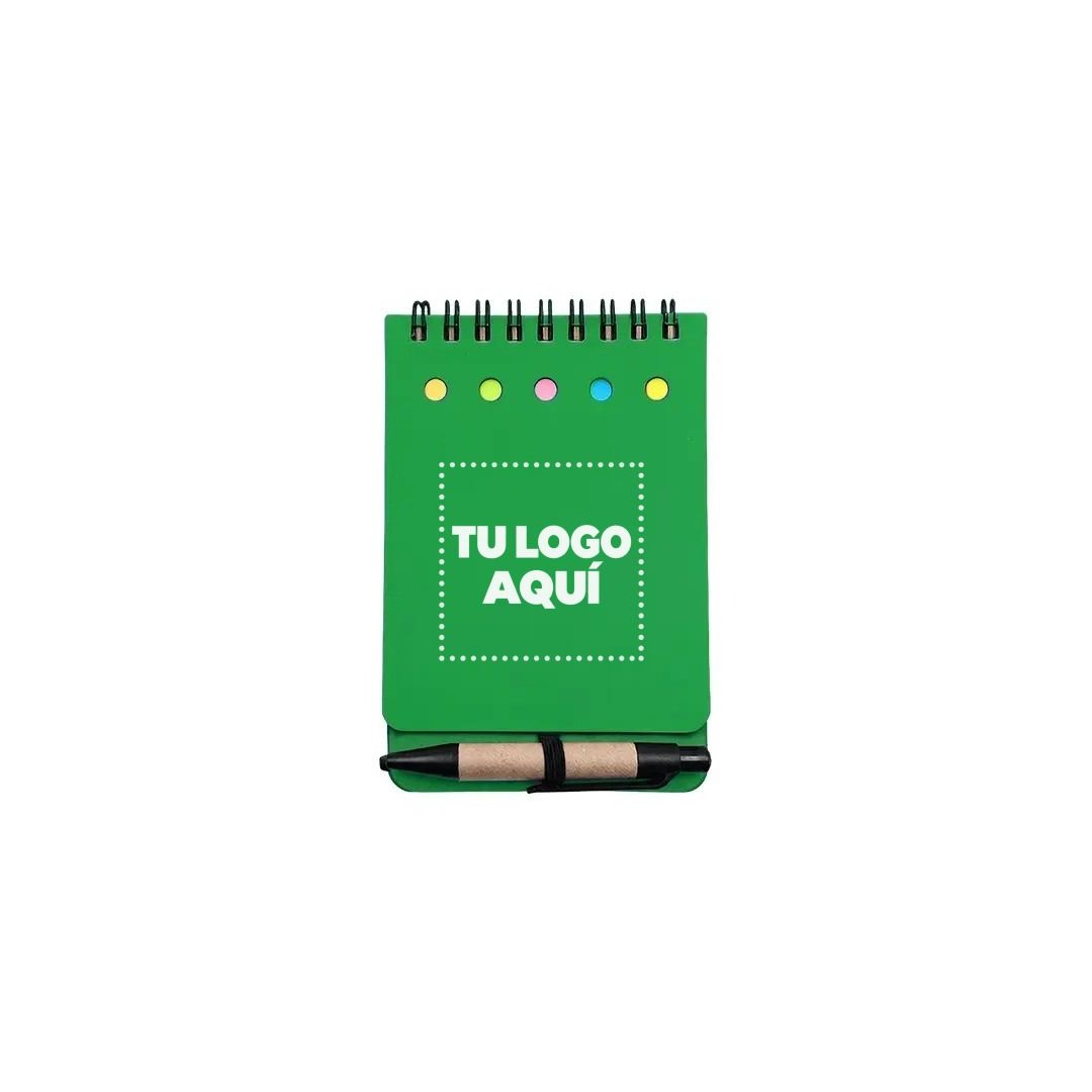 Libreta Ecologica Tap Verde Con Post Its Y Boligrafo - personalizable con tu logo