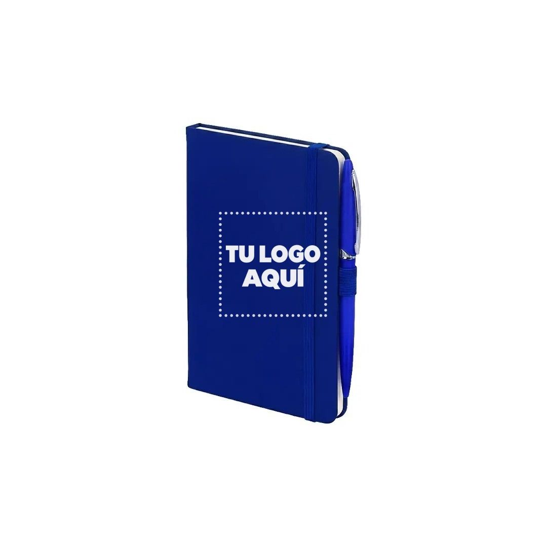 Libreta Con Bolígrafo Color Azul - personalizable con tu logo