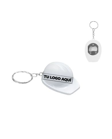 Llavero Destapador Casco Jr Blanco - personalizable con tu logo