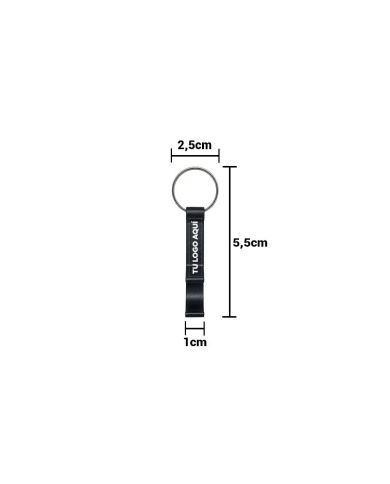 Llavero Destapador De Aluminio Fiesta Negro - personalizable con tu logo