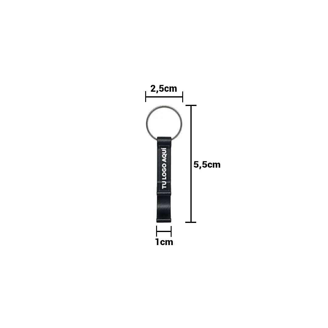 Llavero Destapador De Aluminio Fiesta Negro - personalizable con tu logo