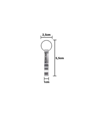 Llavero Destapador De Aluminio Fiesta Plateado - personalizable con tu logo