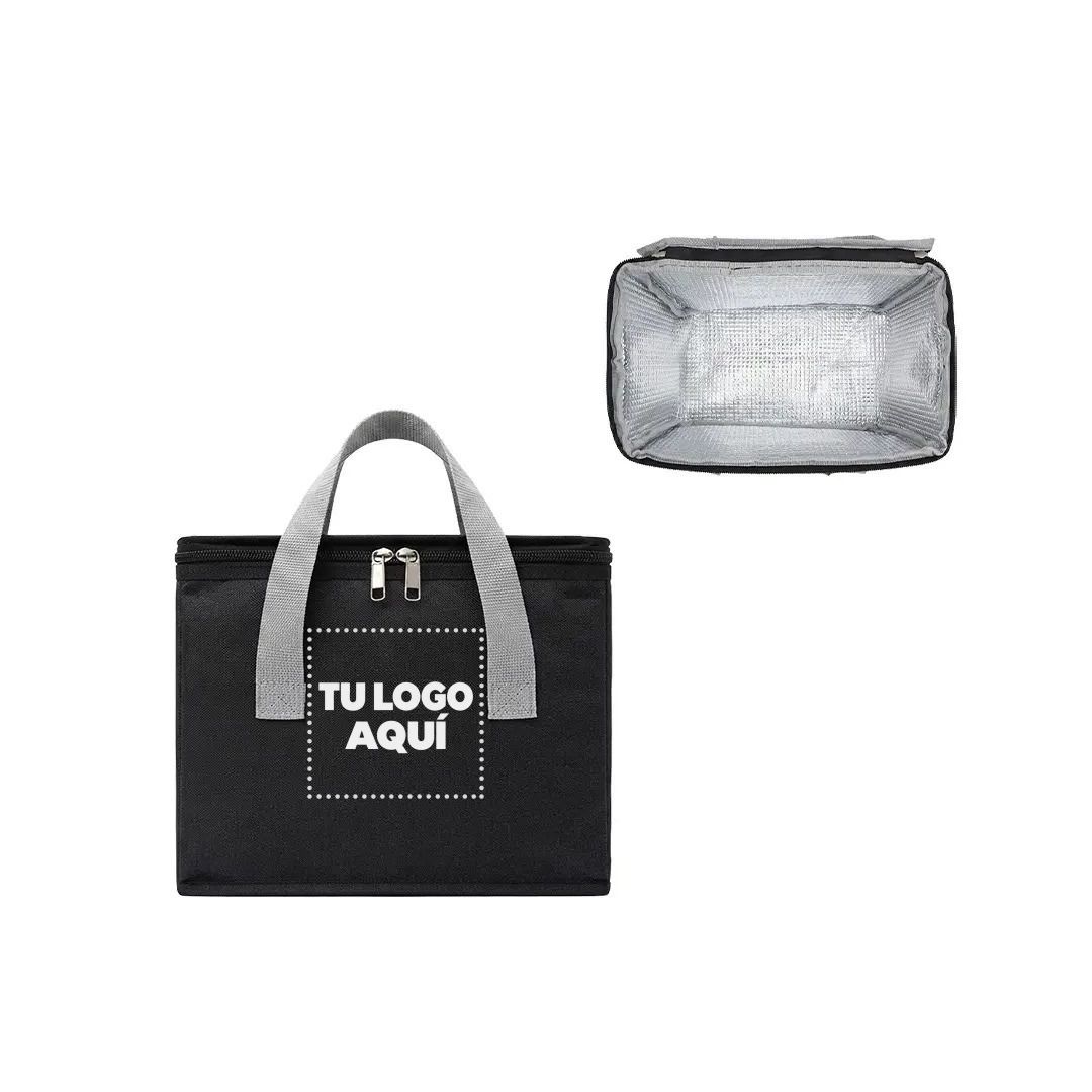 Lonchera Termica Tipo Recta De Color Negro - personalizable con tu logo