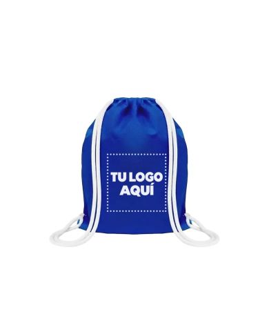 Mochila Encarrujada Cambrela Azul/Cordon Blanco 40Cmx34 - personalizable con tu logo