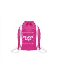 Mochila Encarrujada Cambrela Fucsia/Cordon Blanco 40Cmx32Cm - personalizable con tu logo