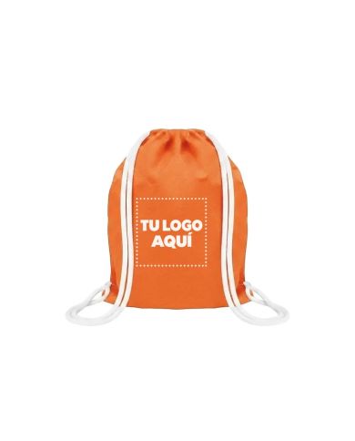 Mochila Encarrujada Cambrela Naranja/Cordon Blanco 40Cmx32 - personalizable con tu logo