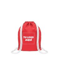 Mochila Encarrujada Cambrela Rojo/Cordon Blanco 40Cmx32Cm - personalizable con tu logo