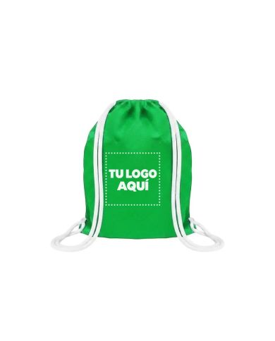 Mochila Encarrujada Cambrela Verde Claro/Cordon Blanco 40Cmx32 - personalizable con tu logo