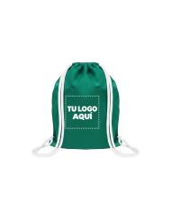 Mochila Encarrujada Cambrela Verde/ Cordon Blanco 40Cmx32Cm - personalizable con tu logo
