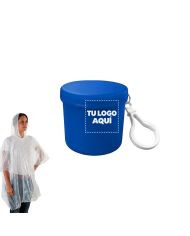 Poncho Lluvia Azul Con Llavero - personalizable con tu logo