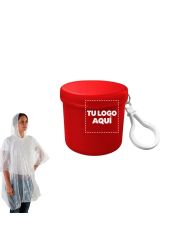 Poncho Lluvia Barrilito Rojo Con Llavero - personalizable con tu logo