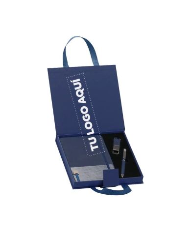 Set Ejecutivo Tipo Maletin Color Azul - personalizable con tu logo