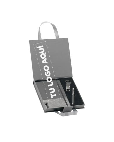 Set Ejecutivo Tipo Maletin Color Gris - personalizable con tu logo