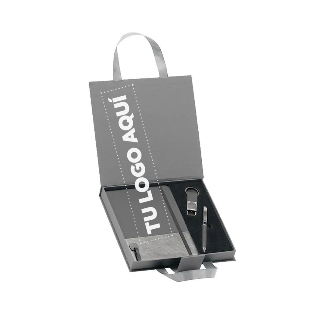 Set Ejecutivo Tipo Maletin Color Gris - personalizable con tu logo