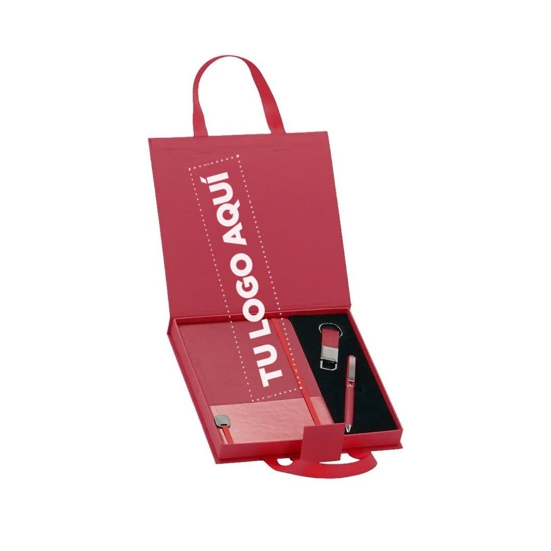 Set Ejecutivo Tipo Maletin Color Rojo - personalizable con tu logo