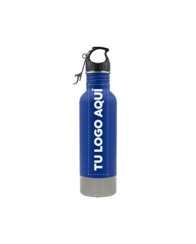 Termo Camping Azul Con Destapador De 750 Ml - personalizable con tu logo