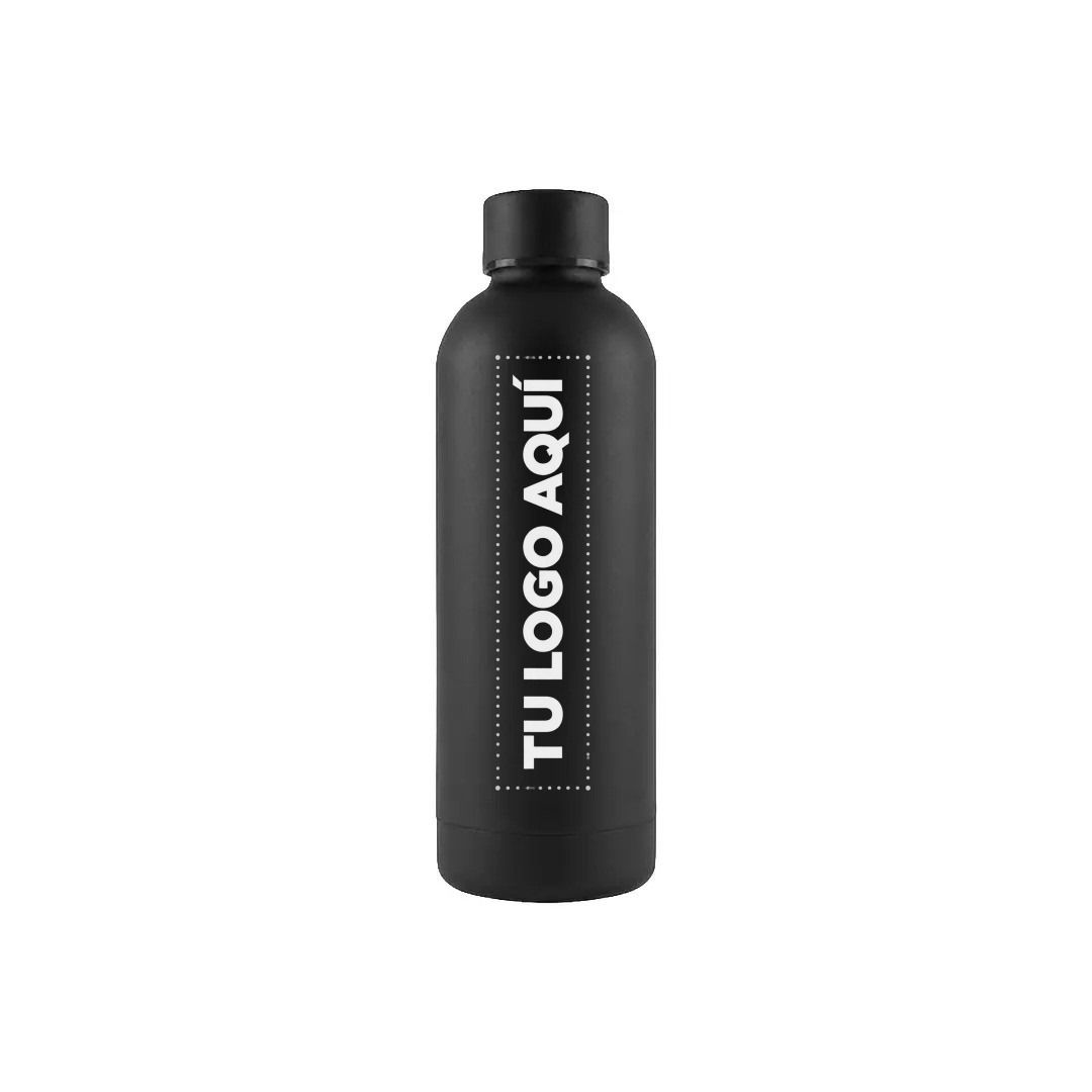 Termo Rubber De Acero Inoxidable Color Negro - personalizable con tu logo