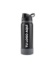Termo Tipo Owala Con Base Rubber Color Negro Con Gris - personalizable con tu logo