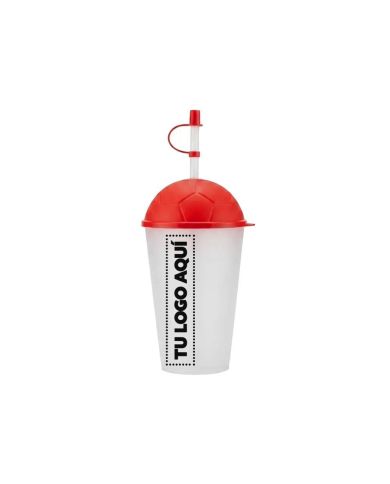 Vaso Frosty Con Tapa Futbolera Rojo 450Ml - personalizable con tu logo