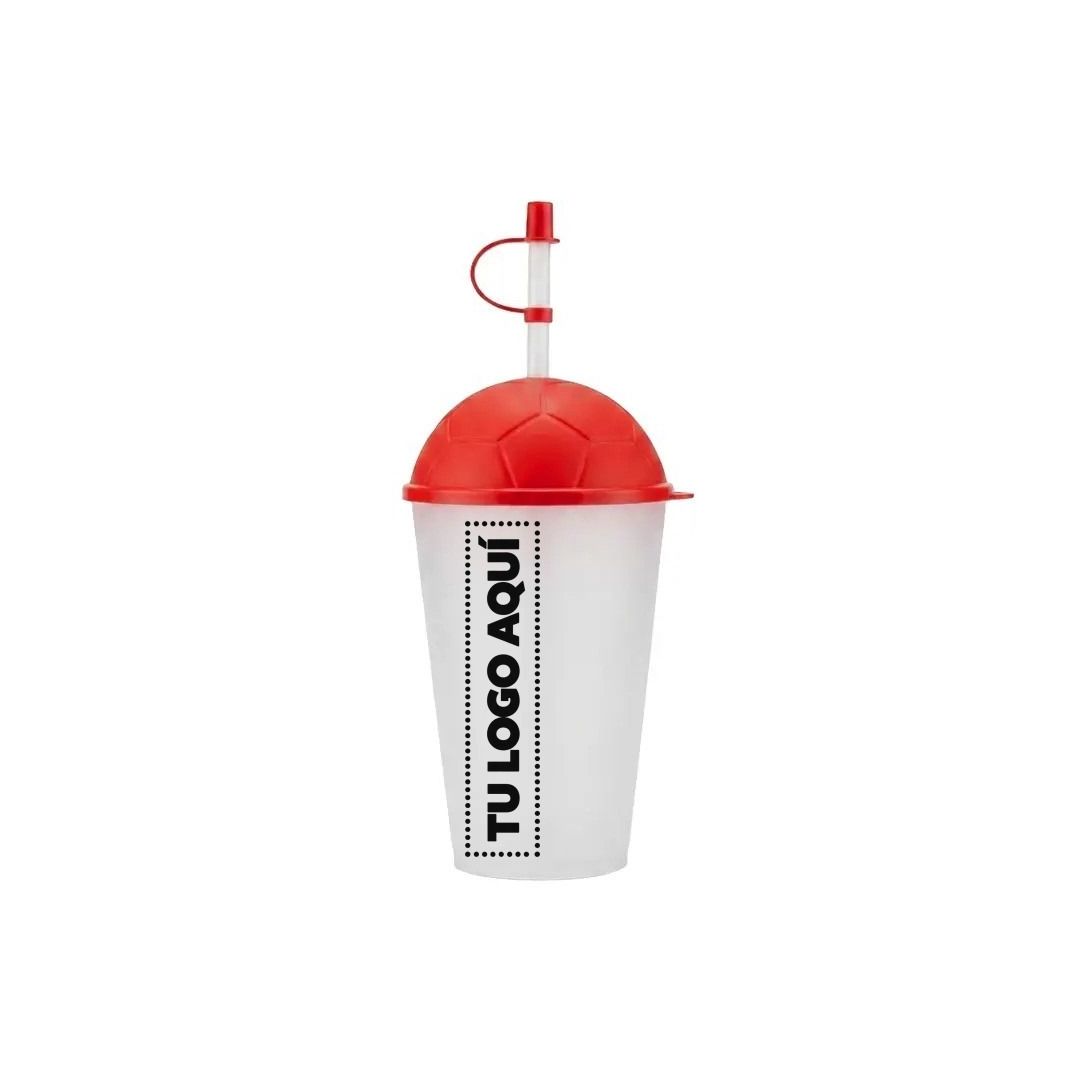 Vaso Con Tapa Futbolera Rojo 450 ml - personalizable con tu logo