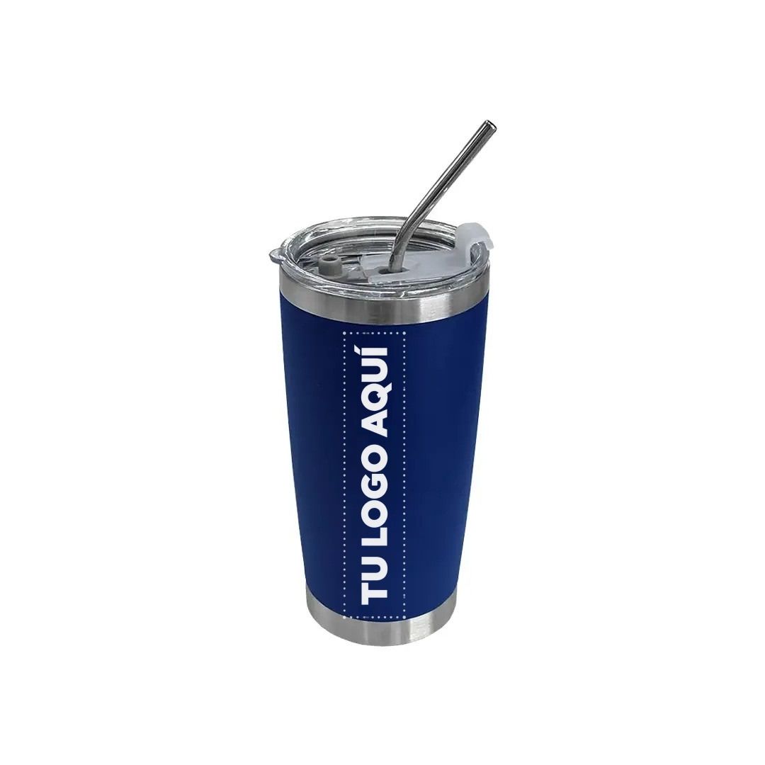 Vaso Termico Tumbler Con Sorbete Color Azul Electrico - personalizable con tu logo